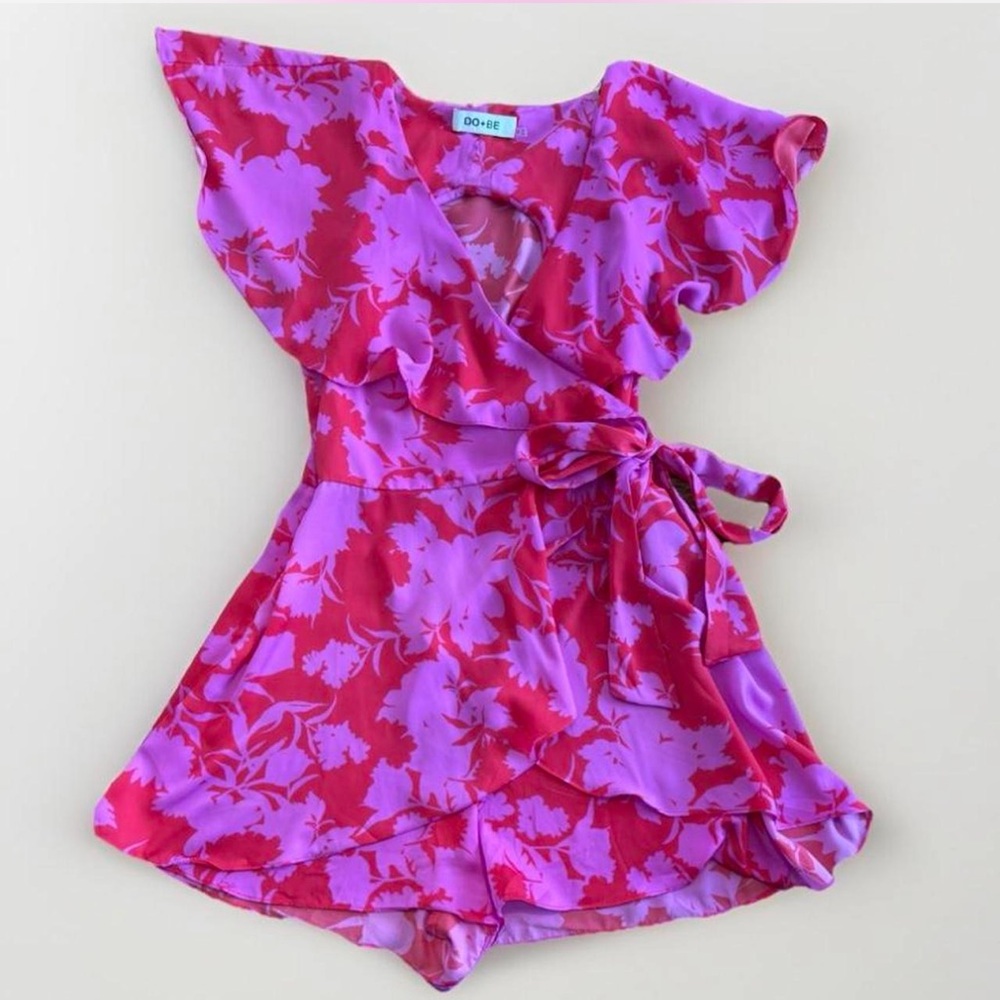 Floral Wrap Dress in Pink and Red